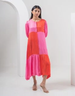 Colour Block Dress With Slip