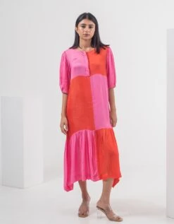 Colour Block Dress With Slip -ZAZU Clothing Shop mkssor10053