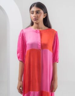 Colour Block Dress With Slip -ZAZU Clothing Shop mkssor1005b
