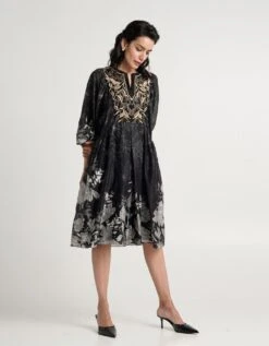Black Harper Shimmer Dress -ZAZU Clothing Shop mm23sp315