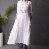 White Cotton Shirt Collar Kurta / Dress -ZAZU Clothing Shop nc0131
