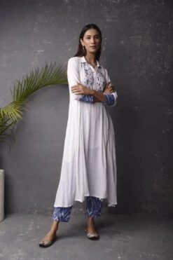 White Cotton Shirt Collar Kurta / Dress 10 White Cotton Shirt Collar Kurta / Dress -ZAZU Clothing Shop nc0133