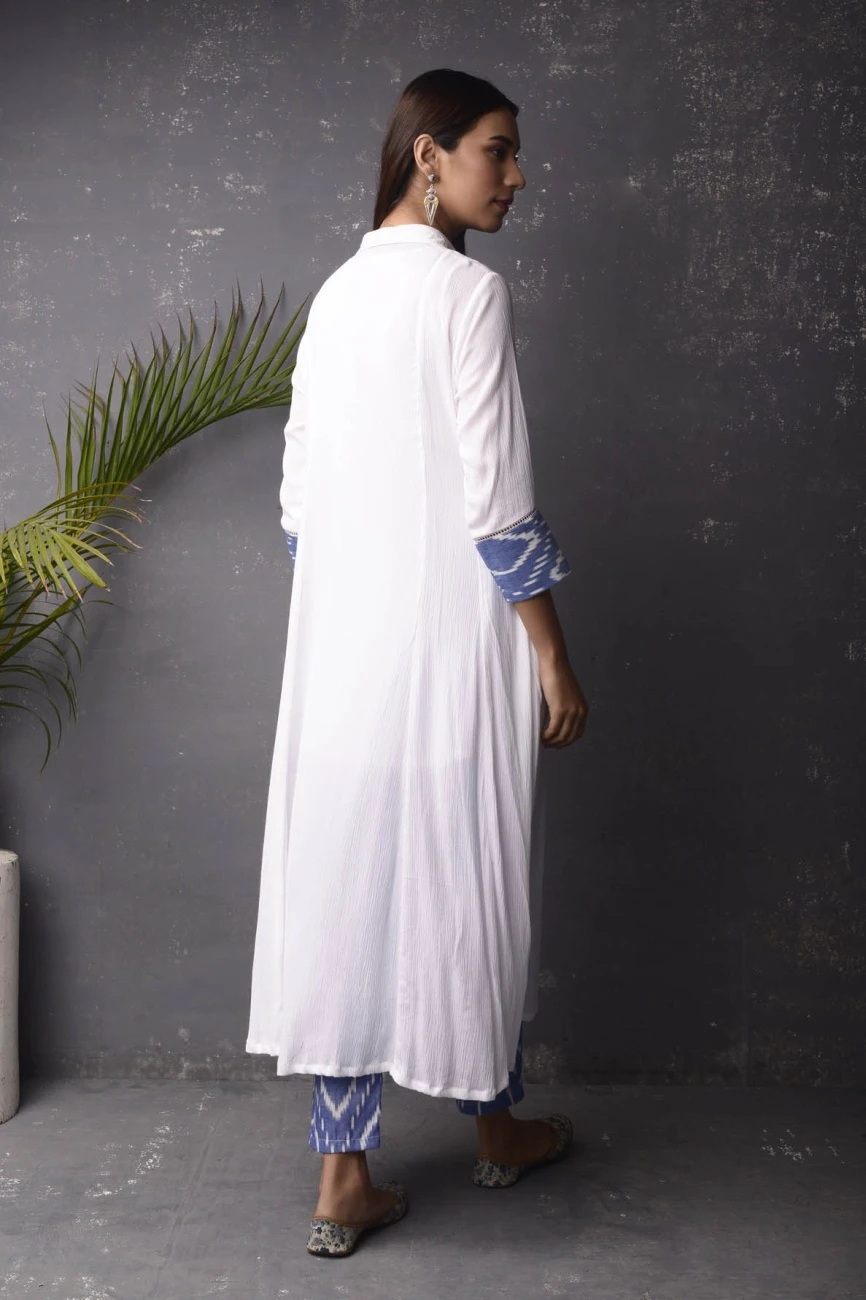 White Cotton Shirt Collar Kurta / Dress 7 White Cotton Shirt Collar Kurta / Dress - Image 5