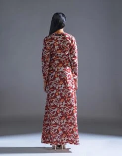 Recycled Polyester Full Length Dress -ZAZU Clothing Shop p3df006floraltilebb