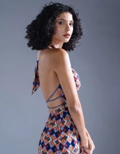 Recycled Polyester Cross Back Dress -ZAZU Clothing Shop p3df008mosaic4