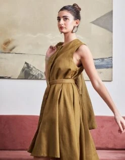 Phoenix Brown Assymetric Dress -ZAZU Clothing Shop pz23c708b