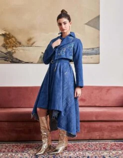 Phoenix Denim Assymetric Dress -ZAZU Clothing Shop pz23c7153