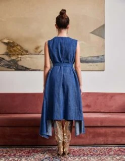 Phoenix Denim Assymetric Dress -ZAZU Clothing Shop pz23c7154