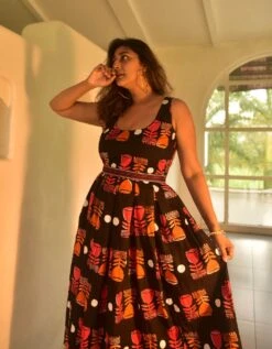 Sridevi Dress With Belt -ZAZU Clothing Shop ran263b