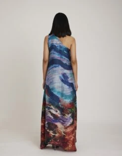 Deep Ocean One Shoulder Long Dress -ZAZU Clothing Shop rr2464
