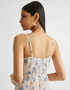 Ruched Floral Strap Maxi Dress -ZAZU Clothing Shop rwpc20drrs2403581654