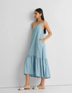 Blue Denim Flowy Maxi Dress -ZAZU Clothing Shop rwtobdrrs2403641353