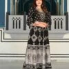 Russian Block Slate Black Rayon Long Dress -ZAZU Clothing Shop sc6129black1