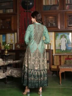 Persian Green Rayon Palace Long Dress -ZAZU Clothing Shop sc6129green5