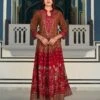 Bohemian Elephant Red Brown Rayon Long Dress -ZAZU Clothing Shop sc6129red1