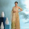 Peach Green Muslin Embroidered Floral Printed Dress -ZAZU Clothing Shop sc8061green1