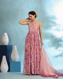 Lilac Muslin Embroidered Floral Printed Dress -ZAZU Clothing Shop sc8061lilac3