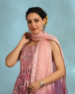 Lilac Muslin Embroidered Floral Printed Dress -ZAZU Clothing Shop sc8061lilac4