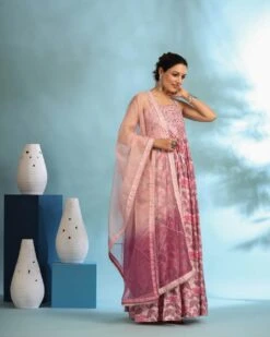 Lilac Muslin Embroidered Floral Printed Dress -ZAZU Clothing Shop sc8061lilac5