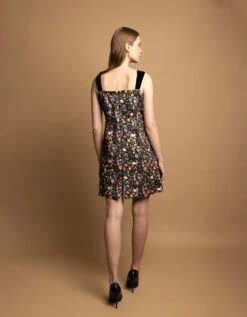 Black Blossom Mini Velvet Strap Dress -ZAZU Clothing Shop shaw1065