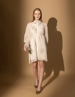 White Silk Georgette Hand Embellished Dress