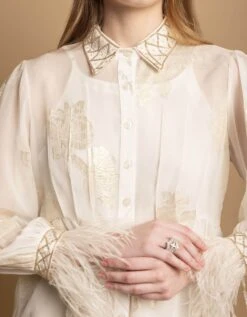 White Silk Georgette Hand Embellished Dress -ZAZU Clothing Shop shaw3024