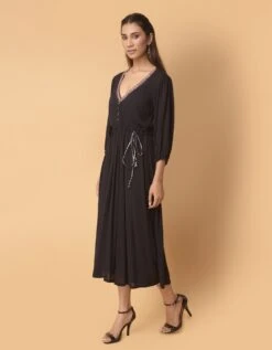 Black V Neck Dress -ZAZU Clothing Shop sm0014 1