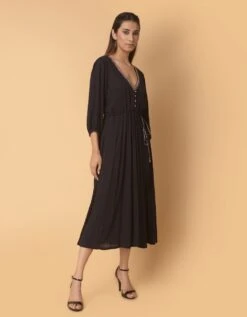 Black V Neck Dress -ZAZU Clothing Shop sm0015 1