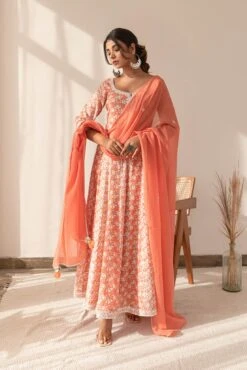 Printed Anarkali Dress With Dupatta -ZAZU Clothing Shop smc2233org2