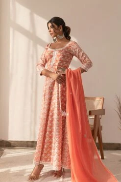 Printed Anarkali Dress With Dupatta -ZAZU Clothing Shop smc2233org3