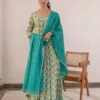 Sea Green Printed Anarkali Dress With Dupatta -ZAZU Clothing Shop smc2234grn1