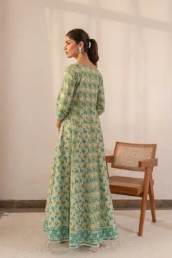 Sea Green Printed Anarkali Dress With Dupatta -ZAZU Clothing Shop smc2234grn5