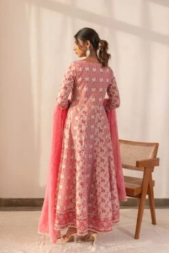 Pink Printed Anarkali Dress With Dupatta -ZAZU Clothing Shop smc2234pnk4