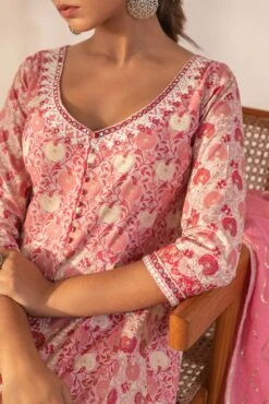 Pink Printed Anarkali Dress With Dupatta -ZAZU Clothing Shop smc2234pnk5