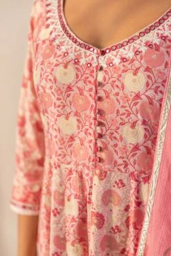 Pink Printed Anarkali Dress With Dupatta -ZAZU Clothing Shop smc2234pnk6