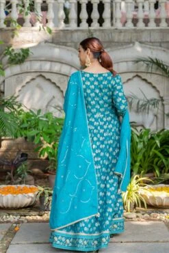 Sapphire Teal Lotus Dress Set -ZAZU Clothing Shop smc2268grn5