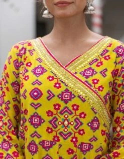 Patola Yellow Anarkali Long Dress With Organza Dupatta -ZAZU Clothing Shop smc2407ylw4