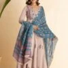 Peach Hand Block Printed Long Dress With Printed Floral Dupatta 1 Peach Hand Block Printed Long Dress With Printed Floral Dupatta -ZAZU Clothing Shop smc347pch1
