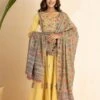 Yellow Hand Block Printed Long Dress With Printed Floral Dupatta 2 Yellow Hand Block Printed Long Dress With Printed Floral Dupatta -ZAZU Clothing Shop smc347ylw1