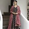 Kusha Anarkali Dress Dupatta Set -ZAZU Clothing Shop smc348blk1