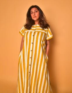 Yellow Elle Shirt Dress -ZAZU Clothing Shop ss187b