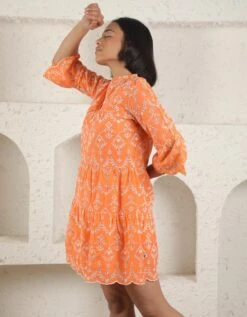 Orange Schiffli Dress -ZAZU Clothing Shop ss2288orange2