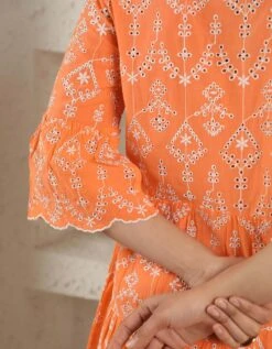 Orange Schiffli Dress -ZAZU Clothing Shop ss2288orange3