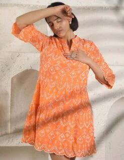 Orange Schiffli Dress -ZAZU Clothing Shop ss2288orange4