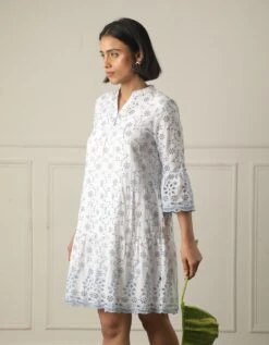 White And Blue Dress -ZAZU Clothing Shop ss2334whiteb