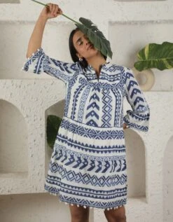 Blue Ikat Dress -ZAZU Clothing Shop ss2344blueikat5
