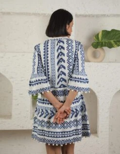 Blue Ikat Dress -ZAZU Clothing Shop ss2344blueikatb