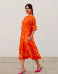 Burnt Orange Bandhani Dress