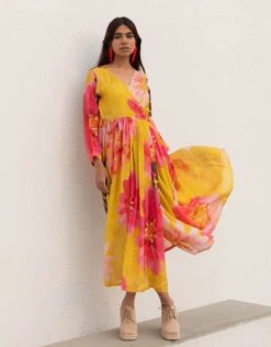 Tuscany Flowers Wrap Dress -ZAZU Clothing Shop sw10804