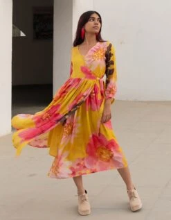 Tuscany Flowers Wrap Dress -ZAZU Clothing Shop sw10805